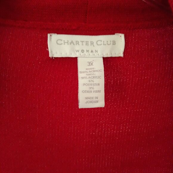 Charter Club Sweater with Attached Underlayer Open Women 3X Red Metallic - Picture 10 of 11